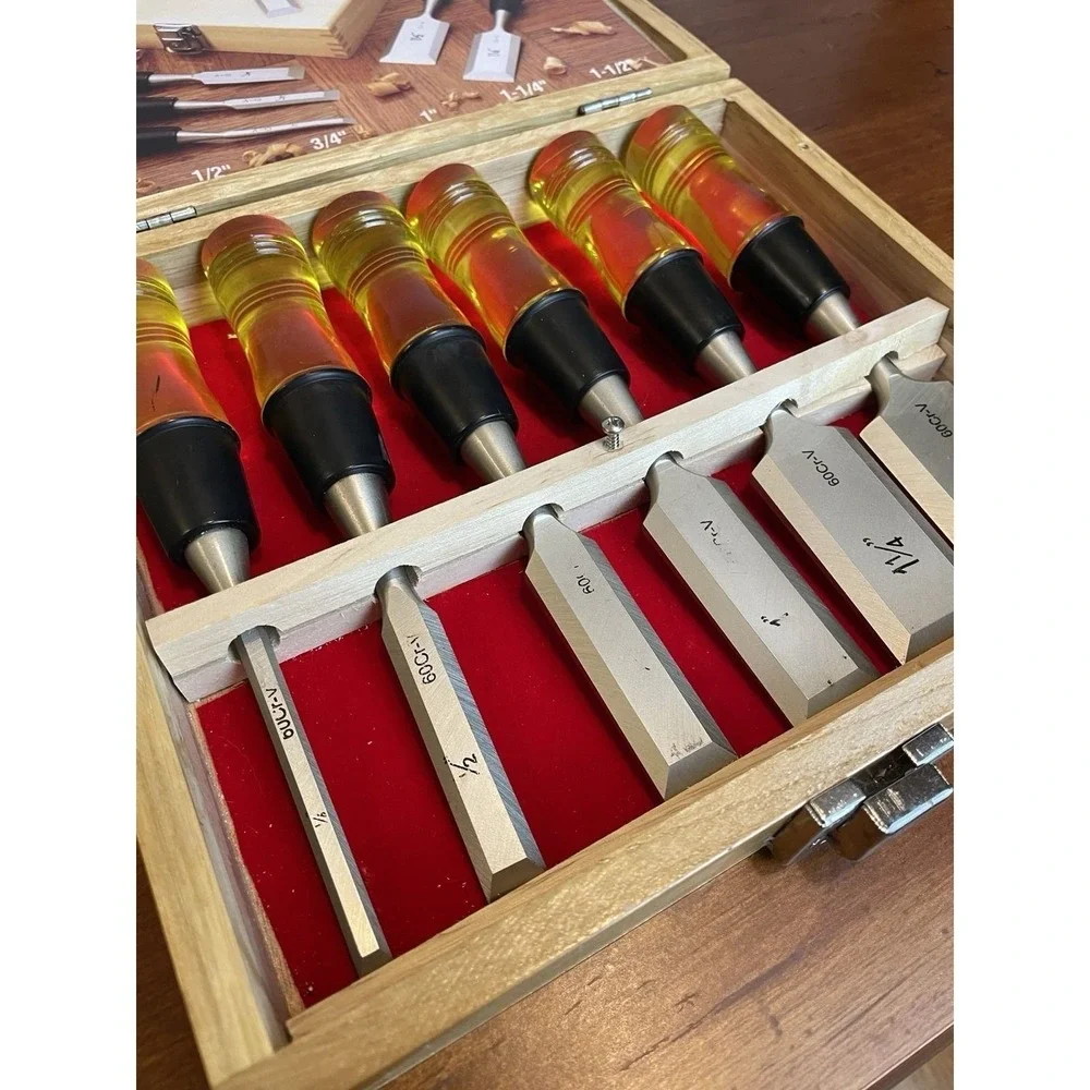 Alltrade Six Piece Chrome Vanadium Steel Wood Chisel Set And Case W/ Foam Insert